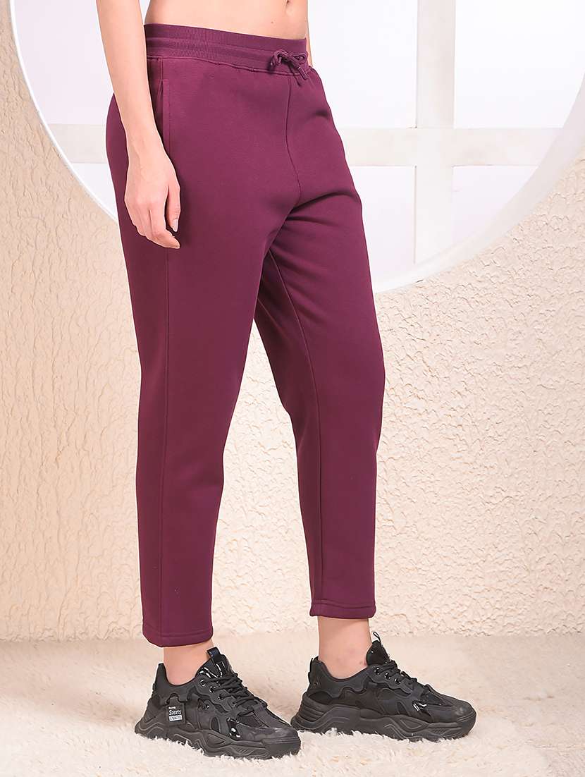 women solid mid rise regular fit track pant - 22075438 -  Standard Image - 1