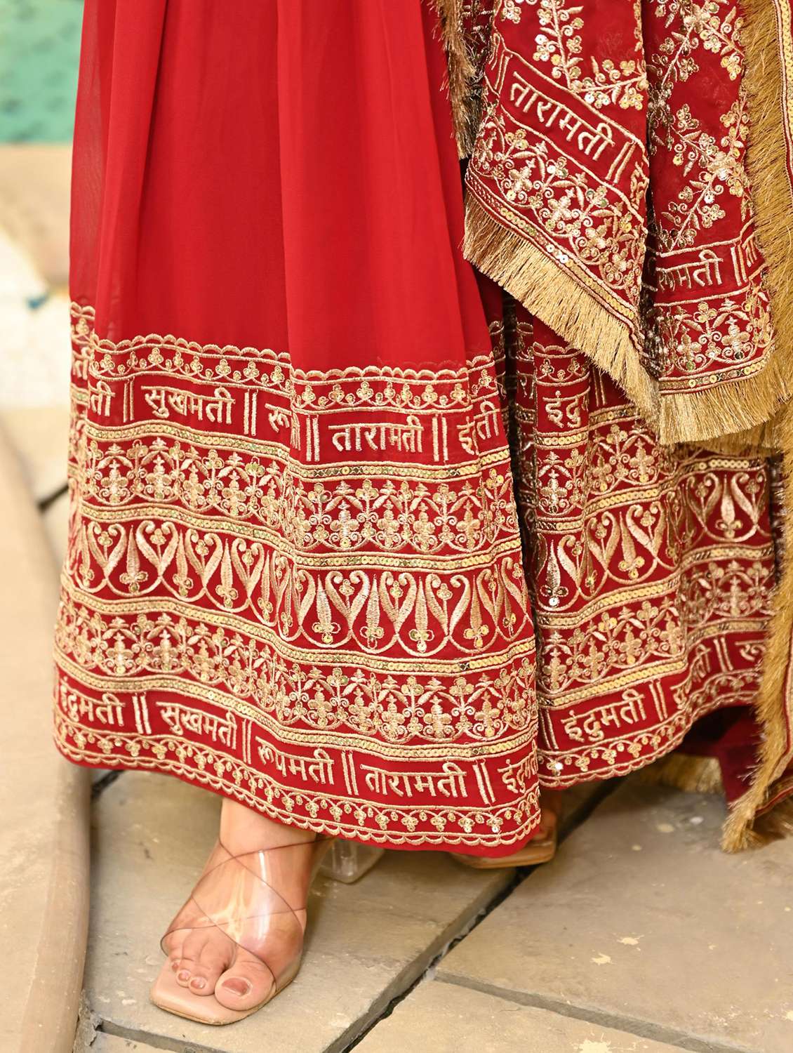 women solid with work long sleeve kurta dupatta set - 22075442 - Standard Image - 4