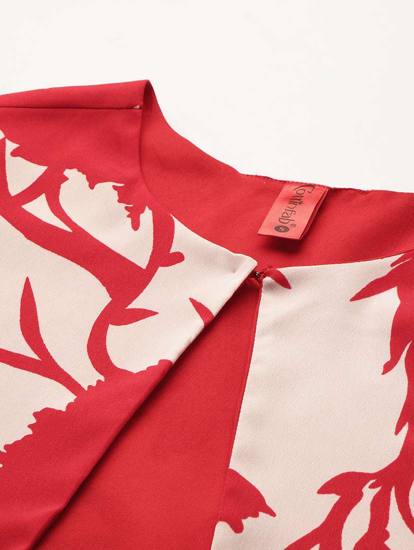 women red dhoti jumpsuit with printed jacket - 22075461 -  Standard Image - 4