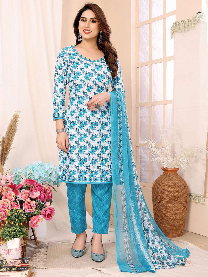 women floral printed unstitched suit set - 22075572 -  Standard Image - 1