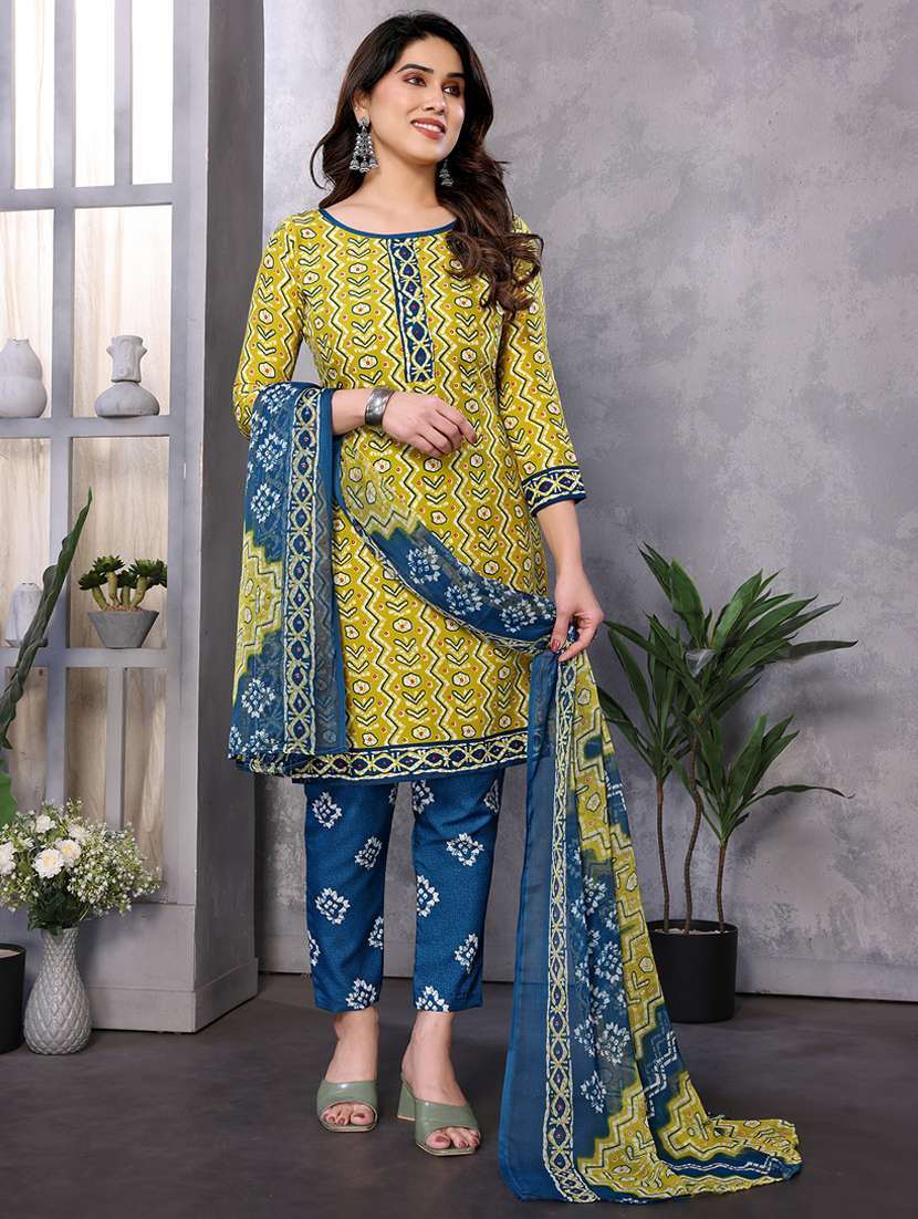 women printed unstitched suit set