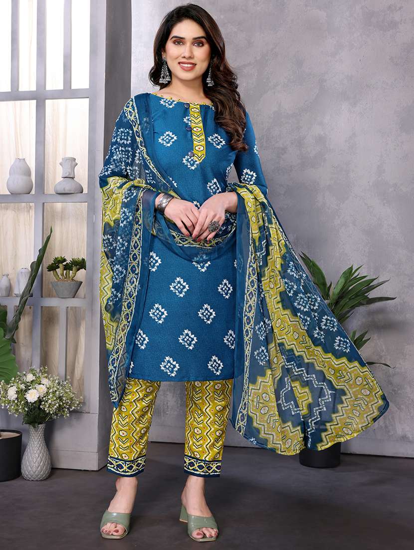 women printed unstitched suit set