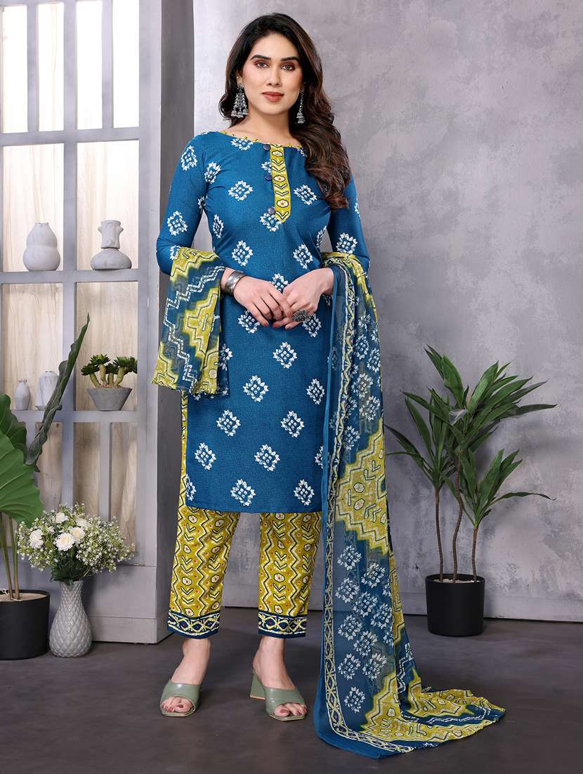 women printed unstitched suit set - 22075576 - Standard Image - 1