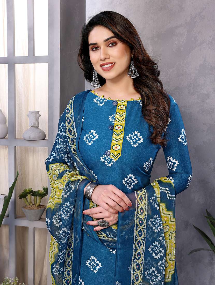 women printed unstitched suit set - 22075576 - Standard Image - 4