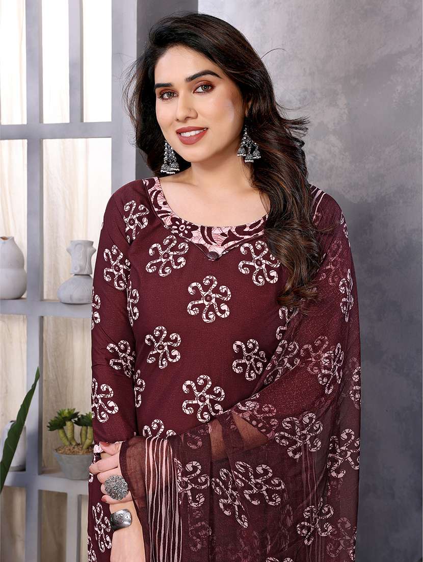 women printed unstitched suit set - 22075579 - Standard Image - 4