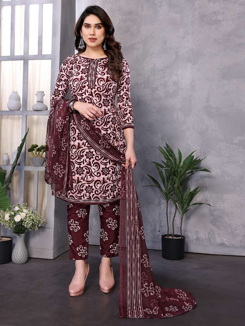 women printed unstitched suit set - 22075580 - Standard Image - 1