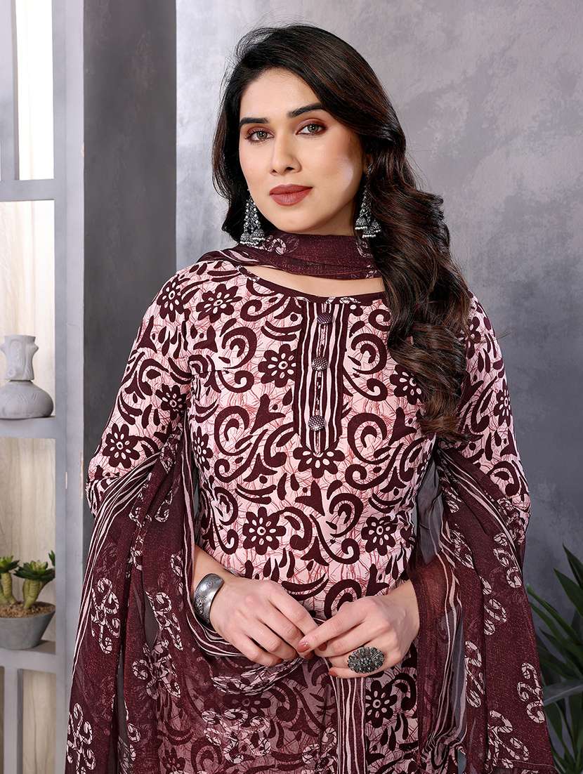 women printed unstitched suit set - 22075580 - Standard Image - 4