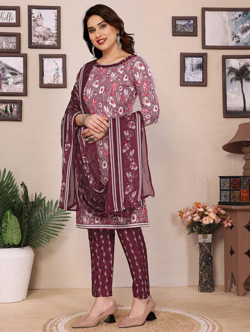 women floral printed unstitched suit set - 22075588 - Standard Image - 1