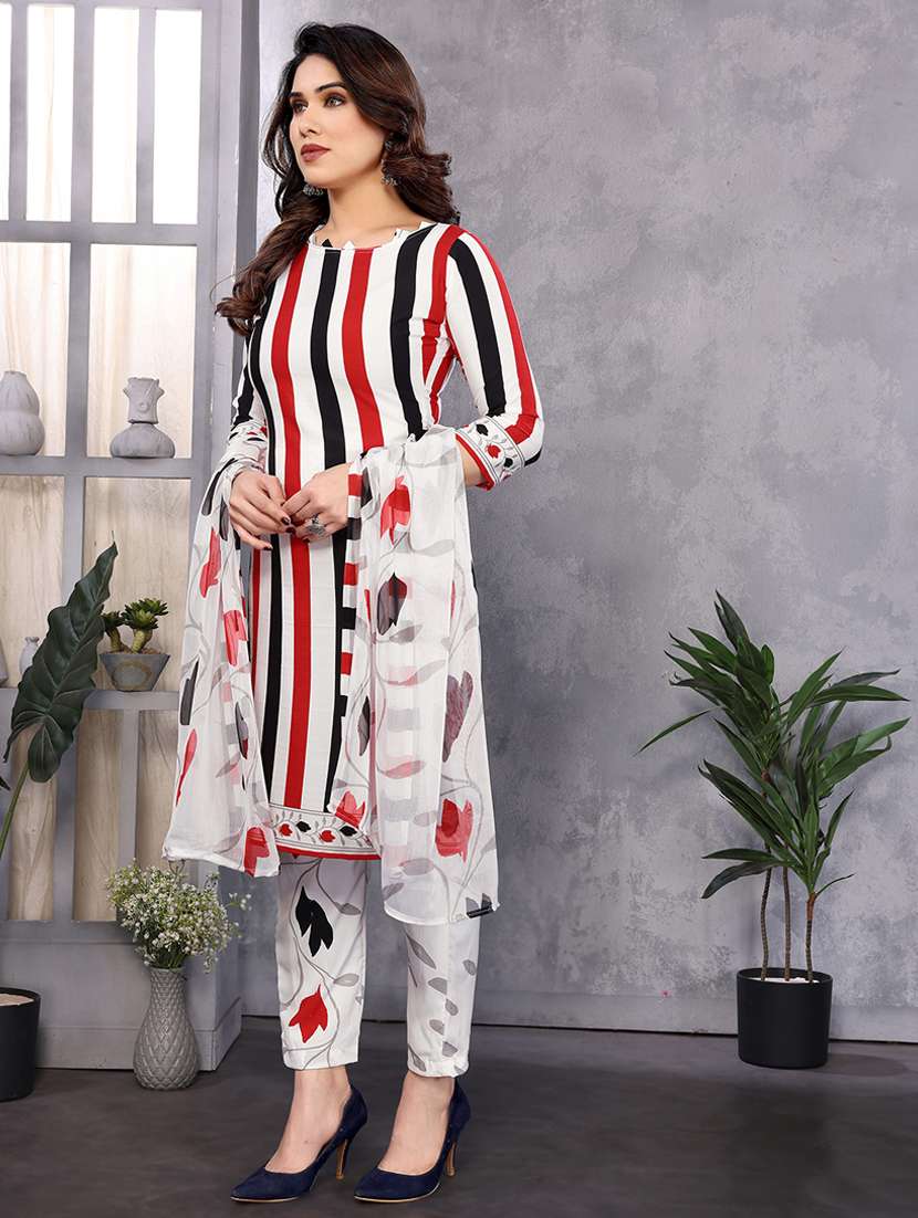 women striped unstitched suit set - 22075597 -  Standard Image - 1