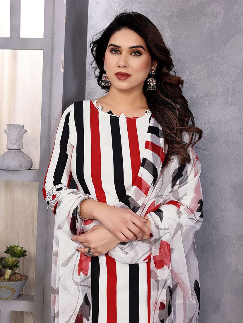 women striped unstitched suit set - 22075597 -  Standard Image - 4