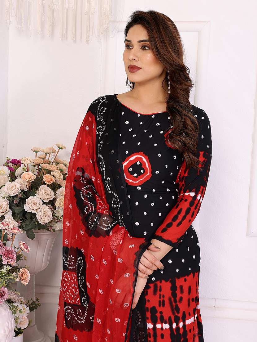 women bandhani printed unstitched suit set - 22075608 -  Standard Image - 4