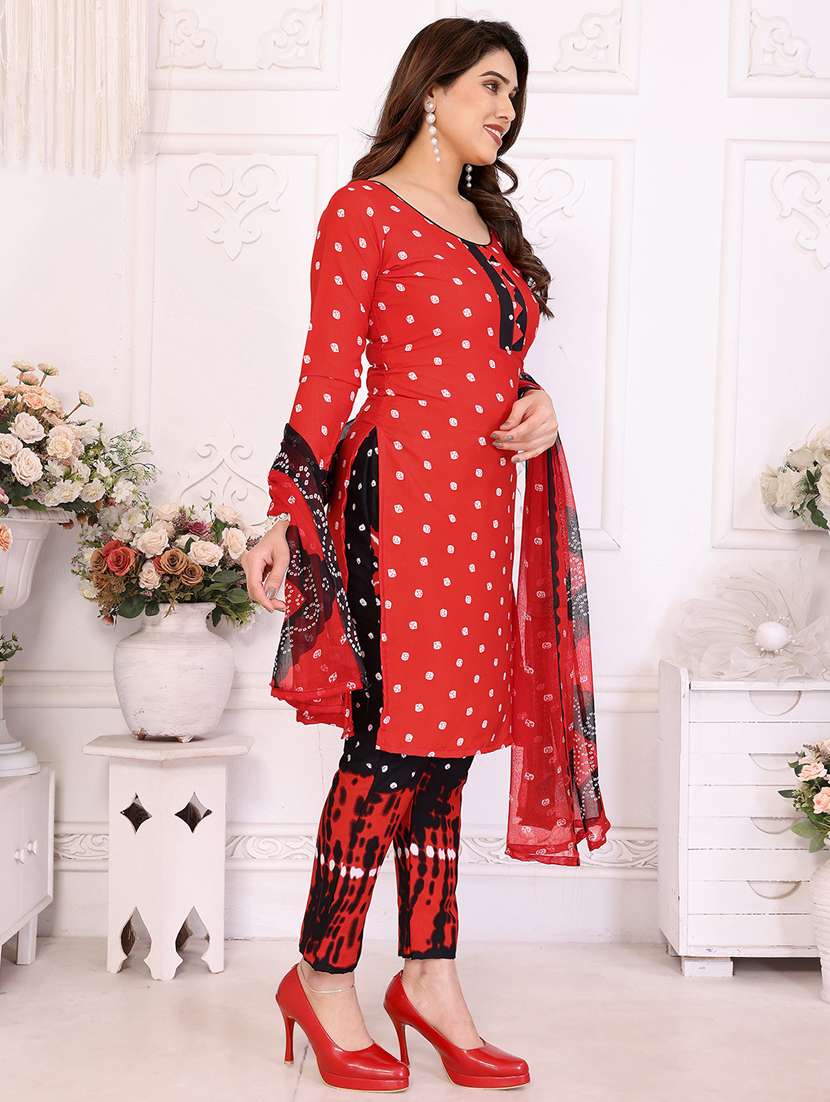 women bandhani printed unstitched suit set - 22075609 -  Standard Image - 1