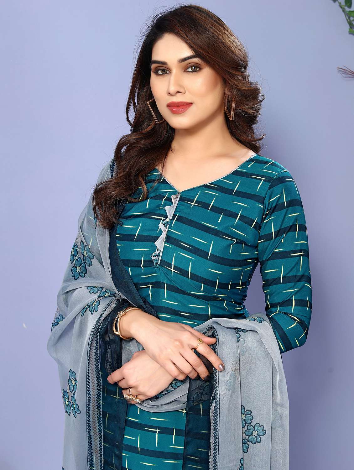women printed unstitched suit set - 22075617 - Standard Image - 1