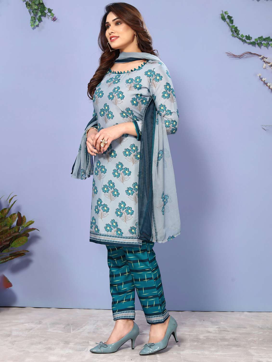 women floral printed unstitched suit set - 22075618 - Standard Image - 1