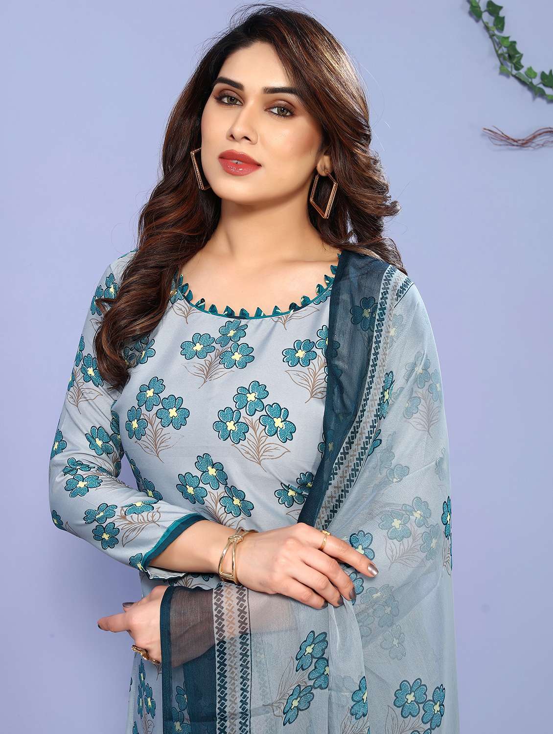 women floral printed unstitched suit set - 22075618 - Standard Image - 4