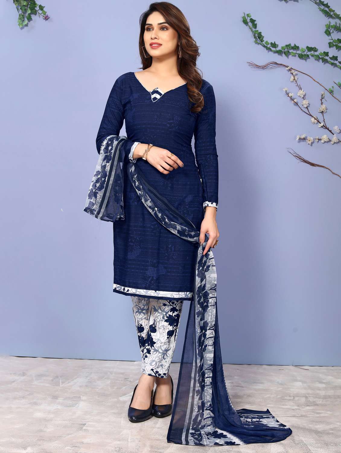 women printed unstitched suit set - 22075619 -  Standard Image - 1