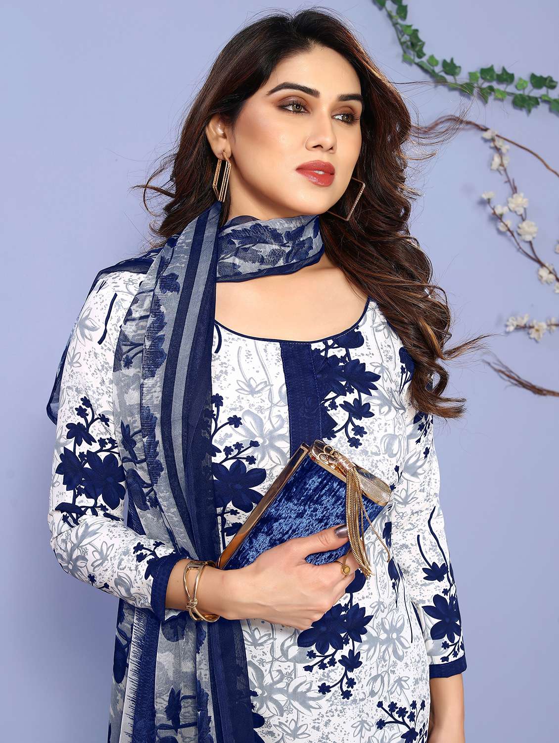 women floral printed unstitched suit set - 22075620 -  Standard Image - 1