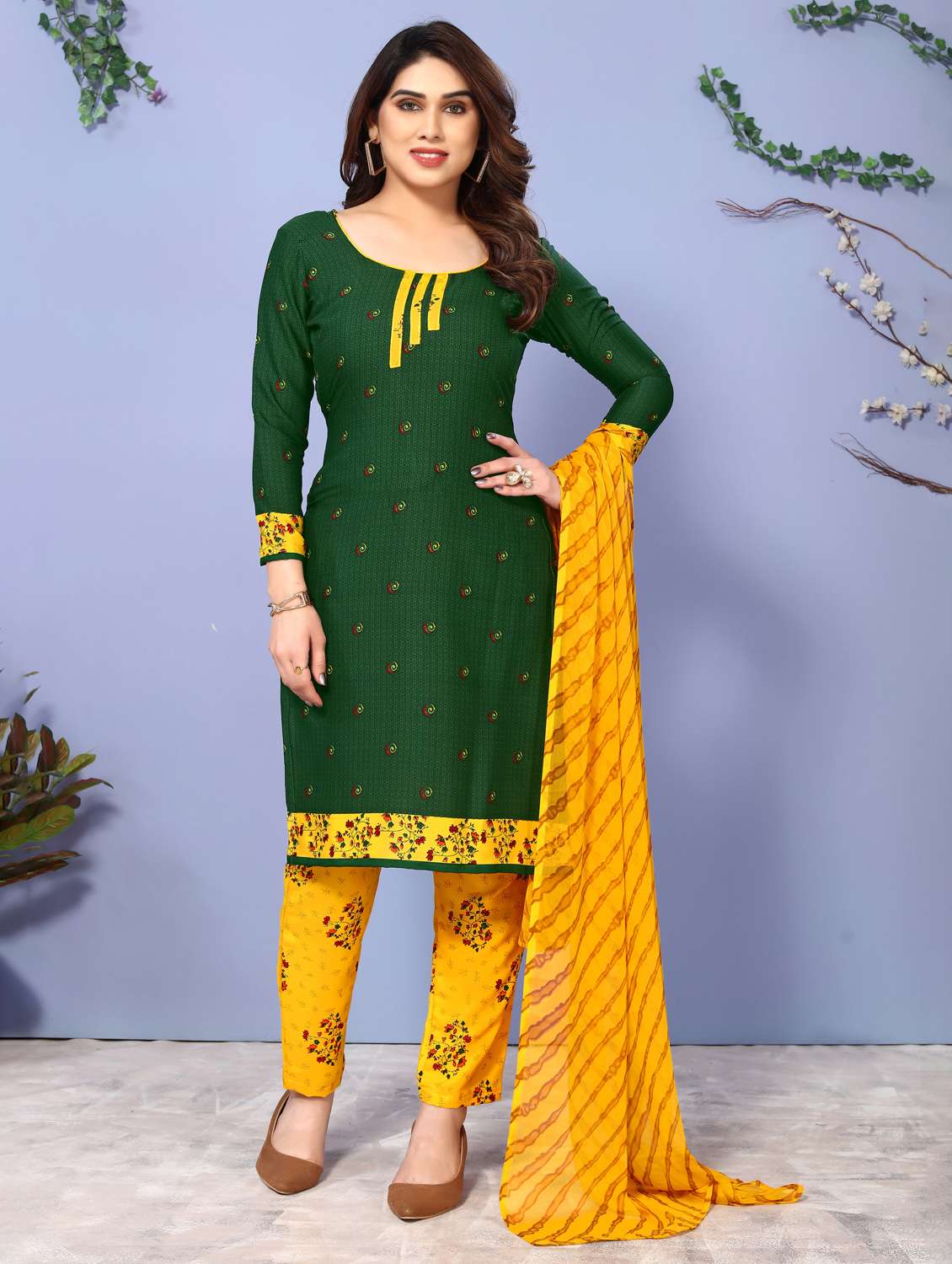 women printed unstitched suit set