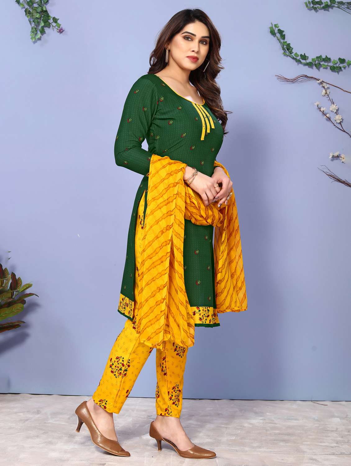 women printed unstitched suit set - 22075621 - Standard Image - 1
