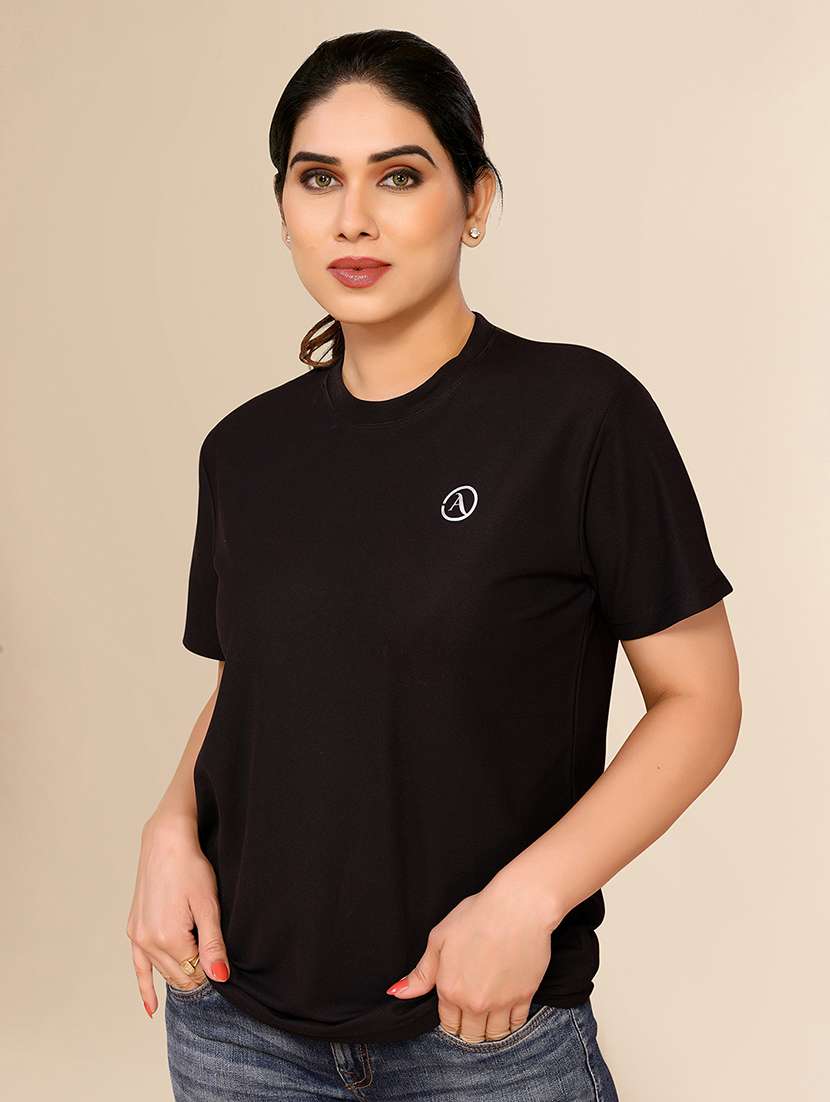 women solid short sleeves plain t-shirt - 22075816 - Standard Image - 1