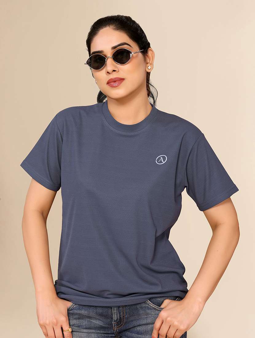 women solid short sleeves plain t-shirt - 22075818 - Standard Image - 1
