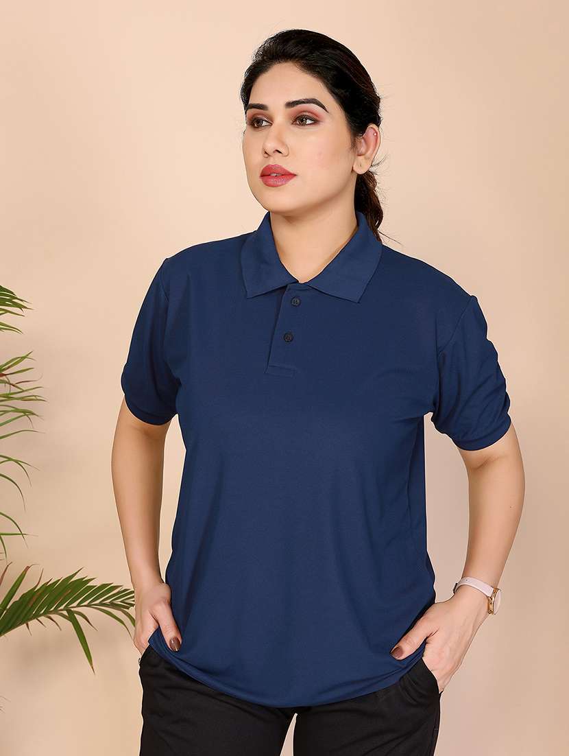 women solid short sleeves polo t-shirt
