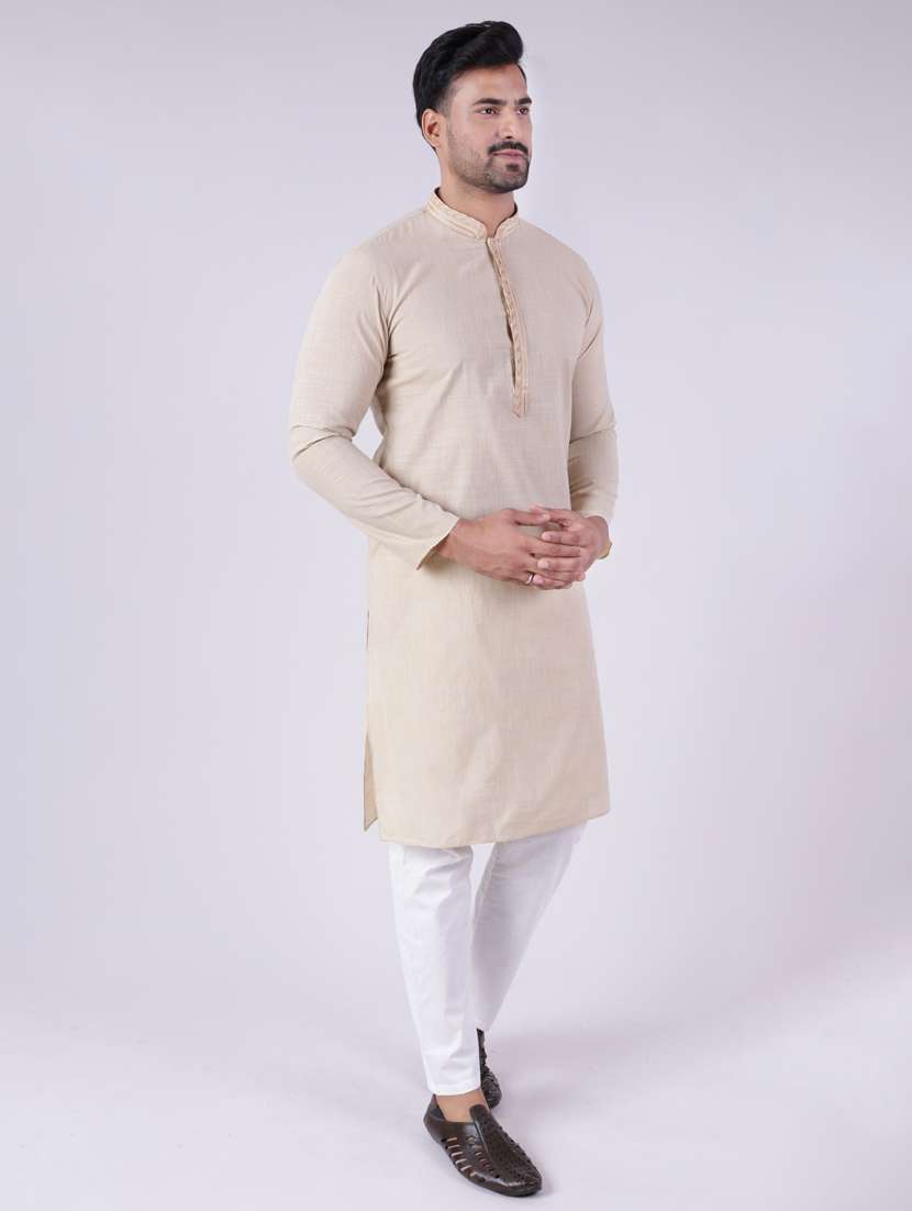 men mandarin neck kurta pyjama ethnic wear set - 22075894 - Standard Image - 1