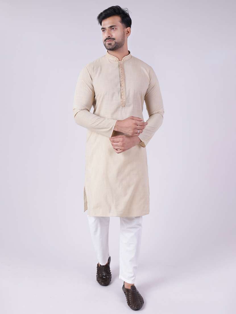 men mandarin neck kurta pyjama ethnic wear set - 22075894 - Standard Image - 4