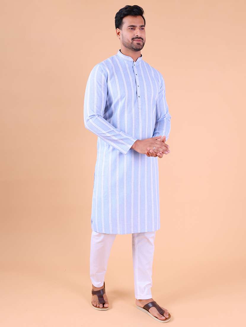 men mandarin neck kurta pyjama ethnic wear set - 22075896 - Standard Image - 1