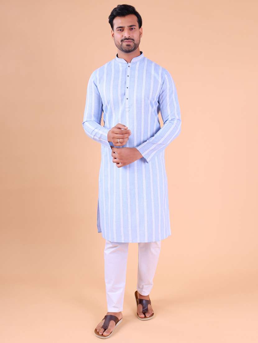 men mandarin neck kurta pyjama ethnic wear set - 22075896 - Standard Image - 4