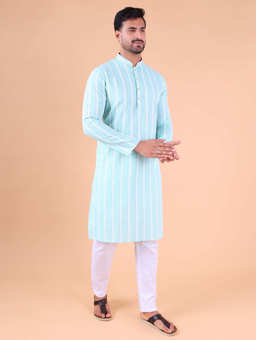 men mandarin neck kurta pyjama ethnic wear set - 22075897 -  Standard Image - 1