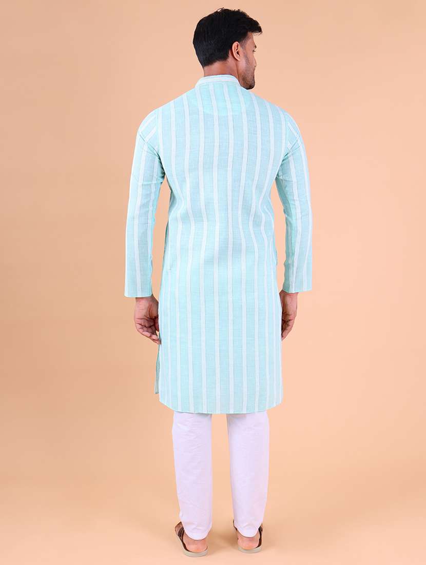men mandarin neck kurta pyjama ethnic wear set - 22075897 -  Standard Image - 4