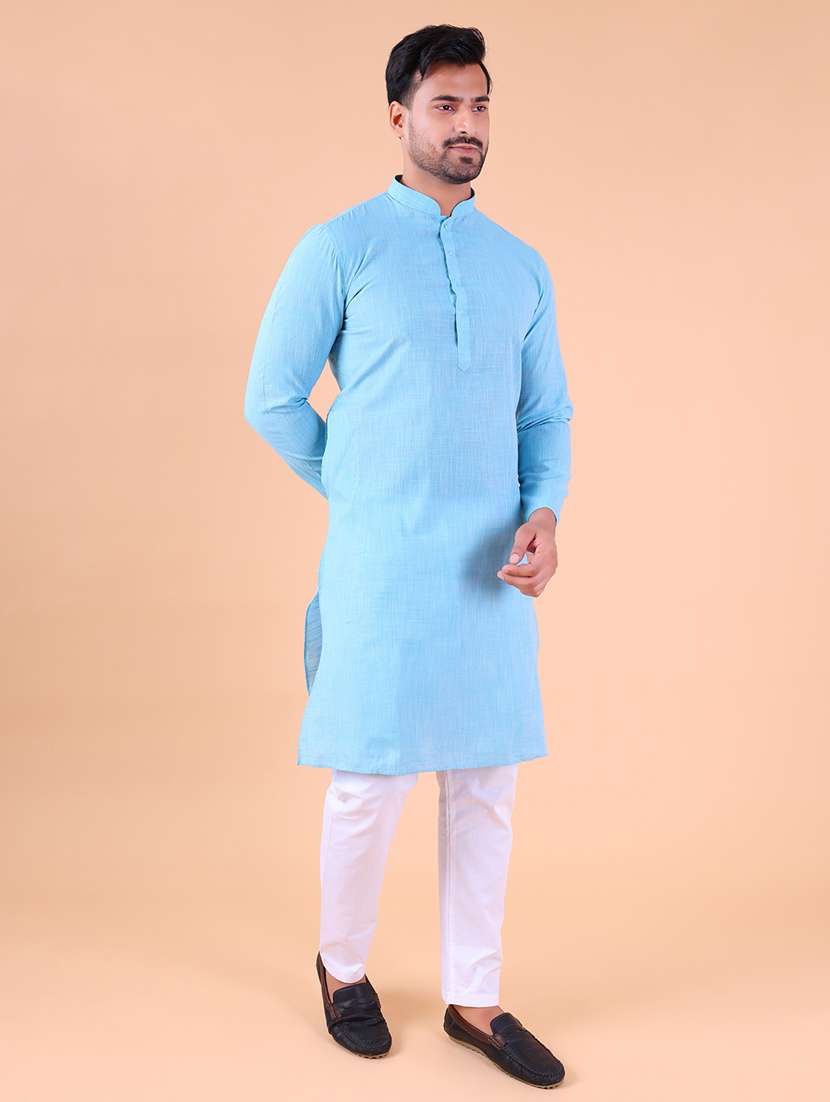 men mandarin neck kurta pyjama ethnic wear set - 22075903 -  Standard Image - 1