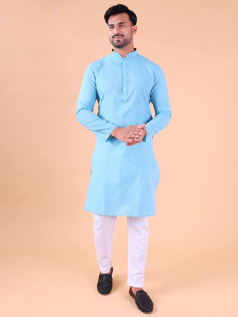 men mandarin neck kurta pyjama ethnic wear set - 22075903 -  Standard Image - 4