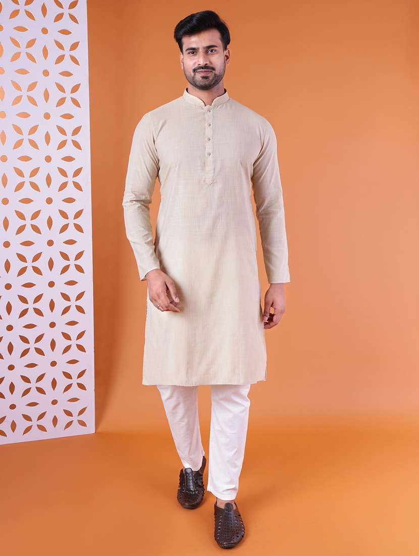 men mandarin neck kurta pyjama ethnic wear set - 22075904 - Standard Image - 4