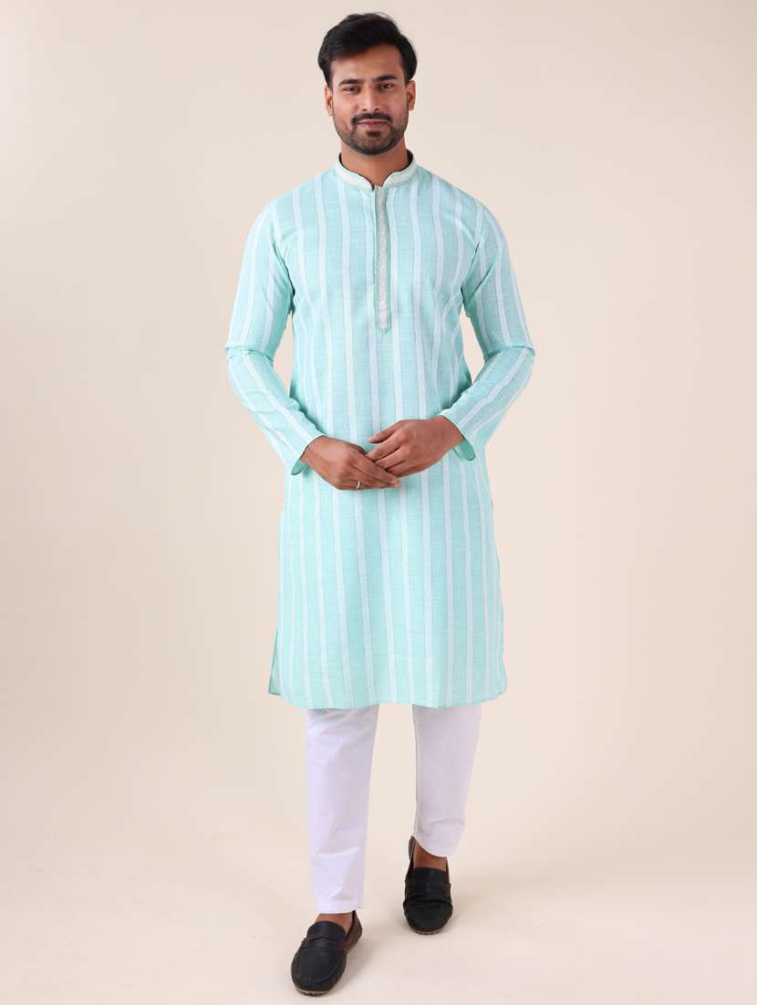 men mandarin neck kurta pyjama ethnic wear set - 22075905 - Standard Image - 1
