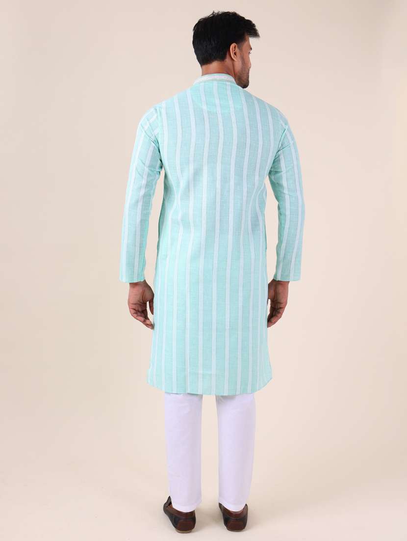 men mandarin neck kurta pyjama ethnic wear set - 22075905 - Standard Image - 4