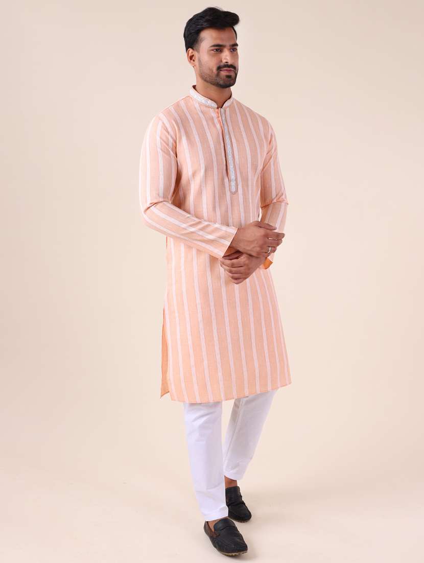 men mandarin neck kurta pyjama ethnic wear set - 22075906 - Standard Image - 1