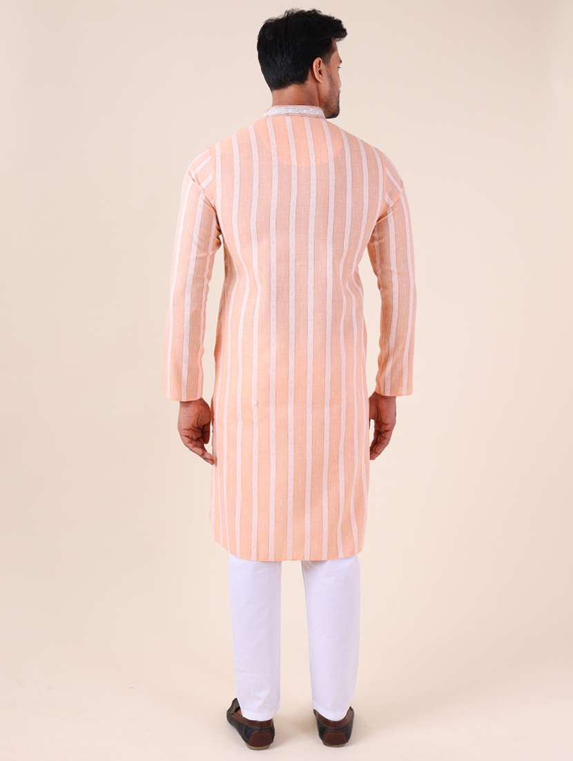 men mandarin neck kurta pyjama ethnic wear set - 22075906 - Standard Image - 4
