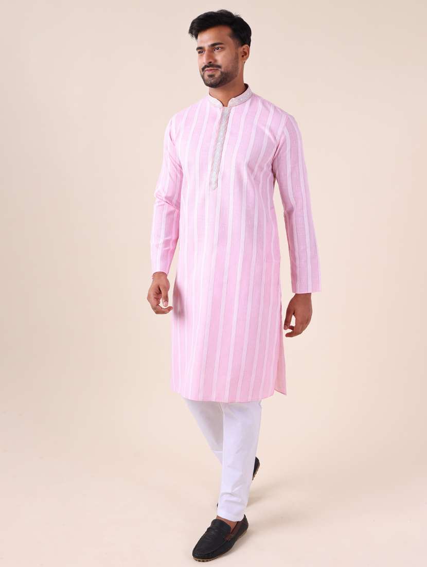 men mandarin neck kurta pyjama ethnic wear set - 22075908 - Standard Image - 1