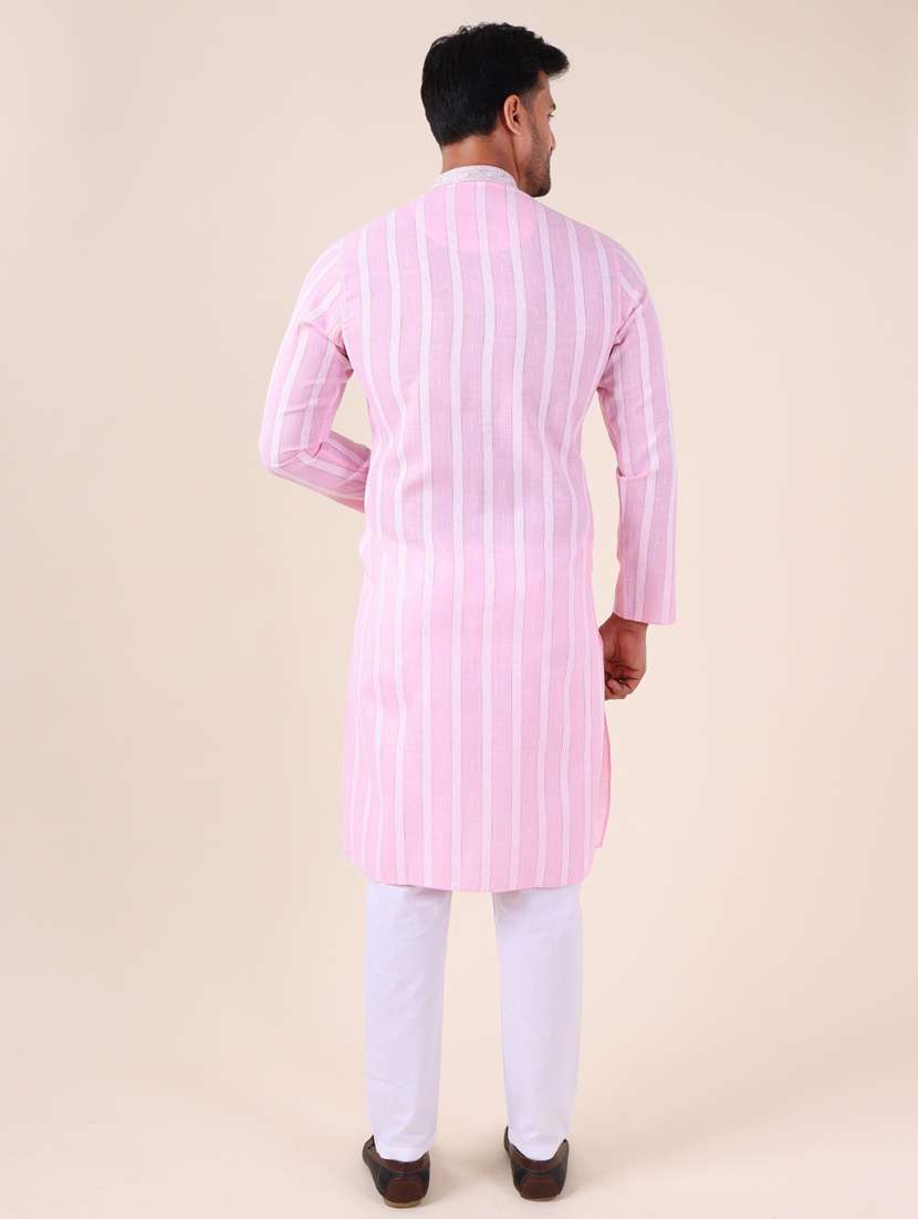 men mandarin neck kurta pyjama ethnic wear set - 22075908 - Standard Image - 4
