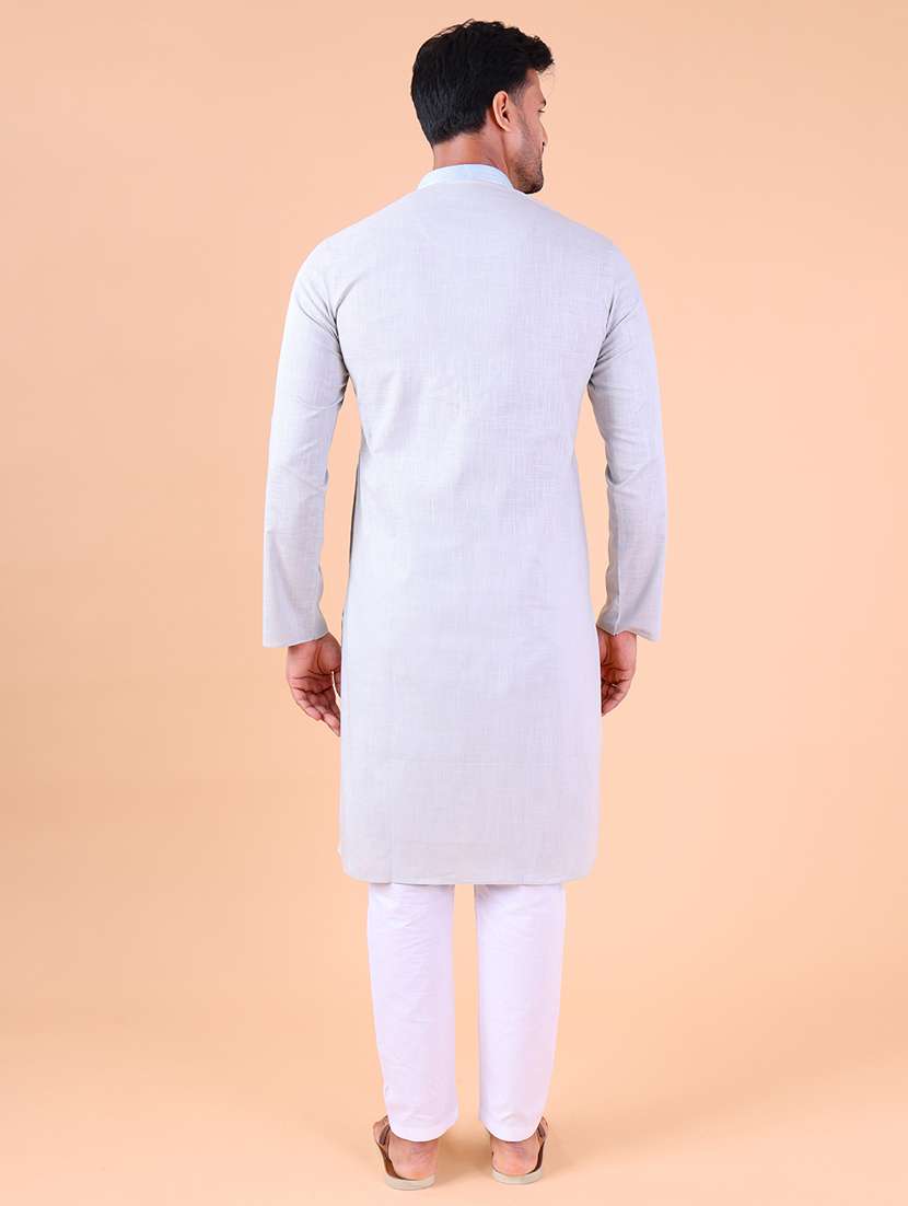 men mandarin neck kurta pyjama ethnic wear set - 22075909 - Standard Image - 4