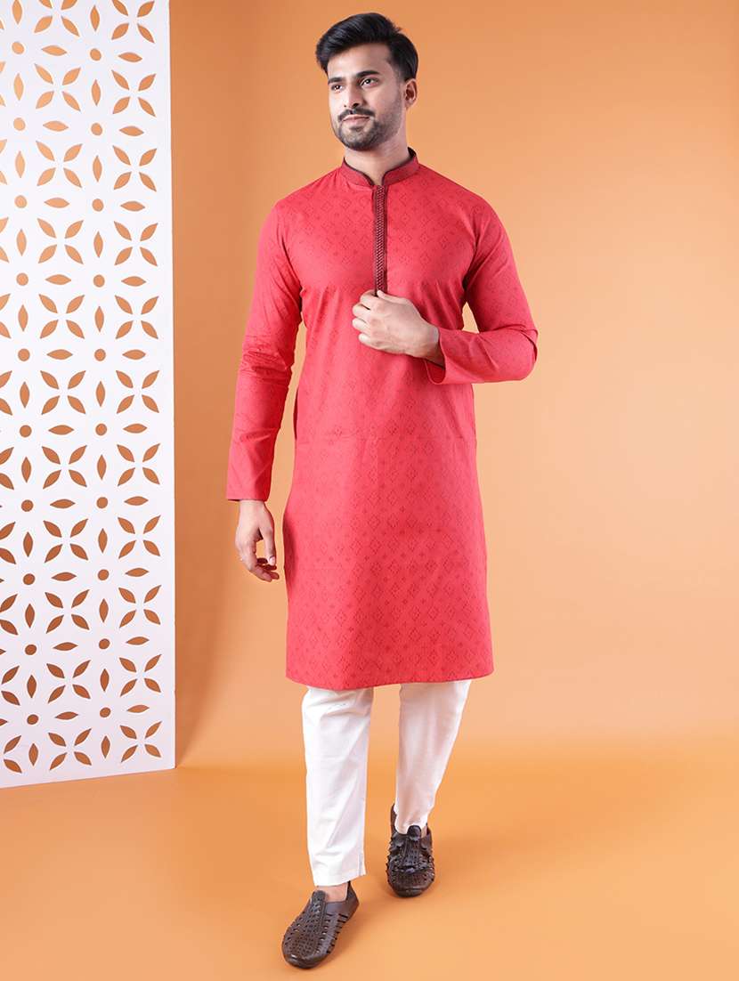 men mandarin neck kurta pyjama ethnic wear set - 22075911 -  Standard Image - 1