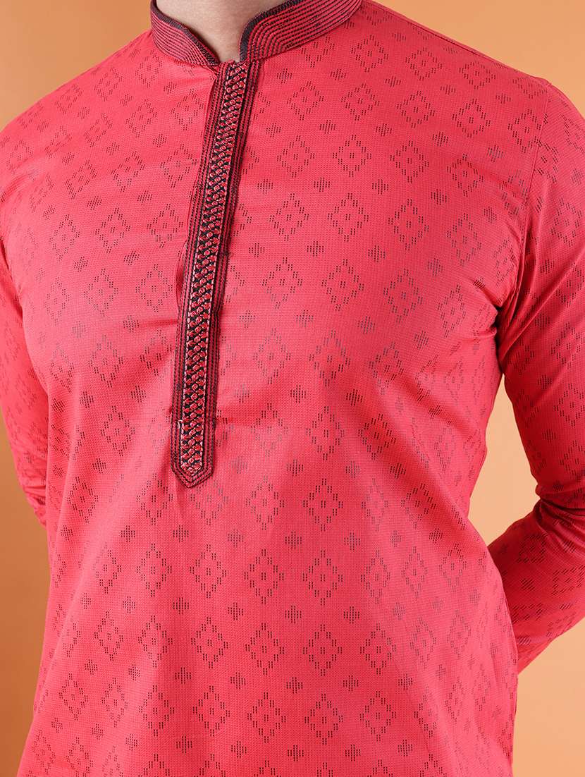 men mandarin neck kurta pyjama ethnic wear set - 22075911 - Standard Image - 4