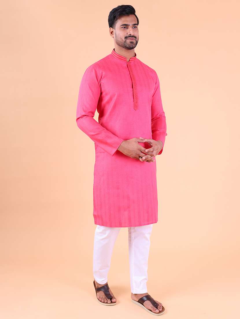 men mandarin neck kurta pyjama ethnic wear set - 22075913 - Standard Image - 1
