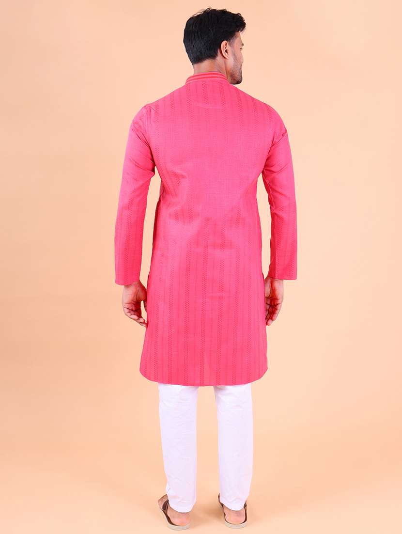 men mandarin neck kurta pyjama ethnic wear set - 22075913 - Standard Image - 4