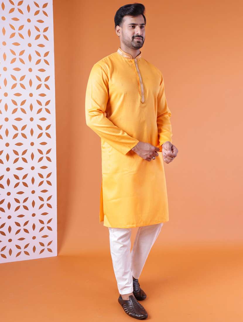 men mandarin neck kurta pyjama ethnic wear set - 22075925 -  Standard Image - 1