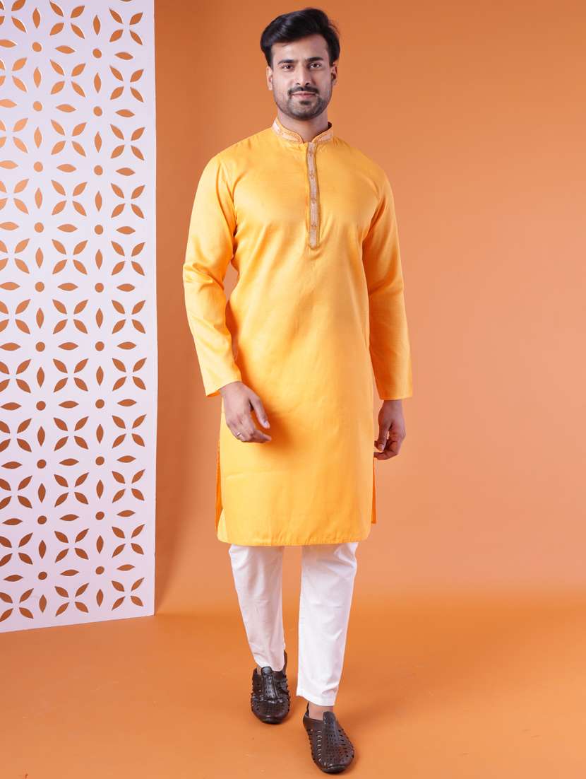 men mandarin neck kurta pyjama ethnic wear set - 22075925 -  Standard Image - 4