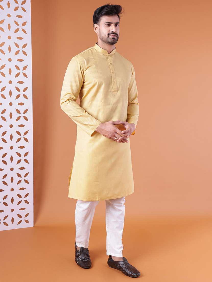 men mandarin neck kurta pyjama ethnic wear set - 22075929 - Standard Image - 1