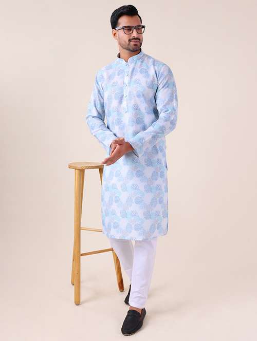men mandarin neck kurta pyjama ethnic wear set - 22075930 - Standard Image - 0